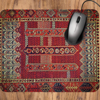 Antique Oriental rug design in oranges Mouse Pad
