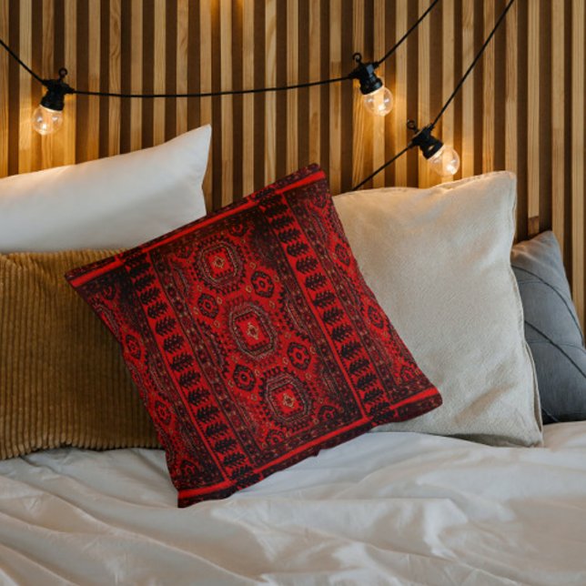 Antique Oriental rug design in red -ethnic  Cushion (Creator Uploaded)