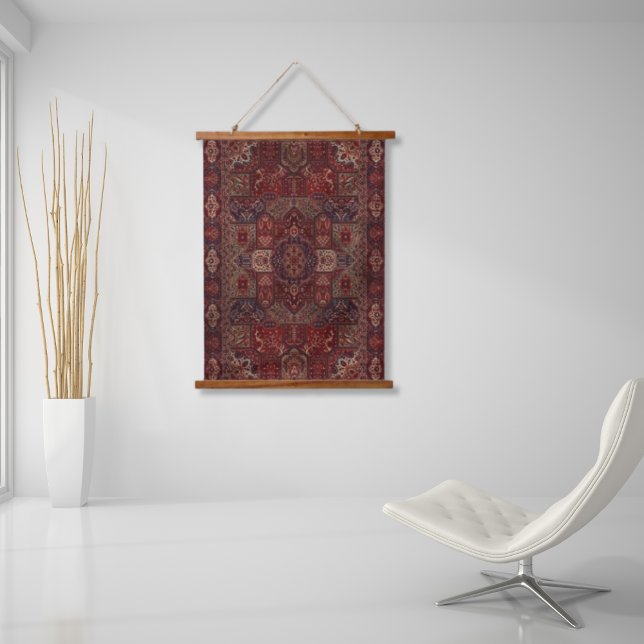 Antique Oriental Scarlet Red Persian Tabriz Rug Hanging Tapestry (Creator Uploaded)