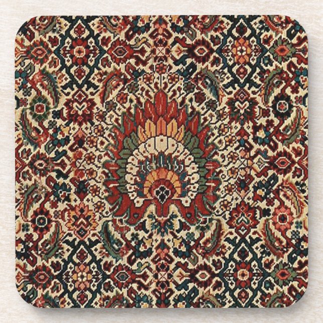 Antique Oriental Turkish Persian Carpet Rug Coaster (Front)