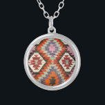 Antique Oriental Turkish Persian Carpet Silver Plated Necklace<br><div class="desc">Antique oriental pattern.</div>