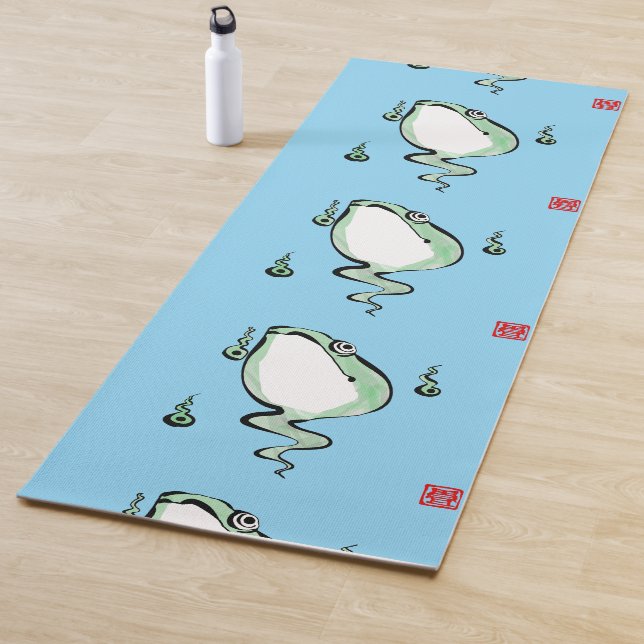 Antique Origin Story Grumpy Frog Japanese Toad Yoga Mat (In Situ)