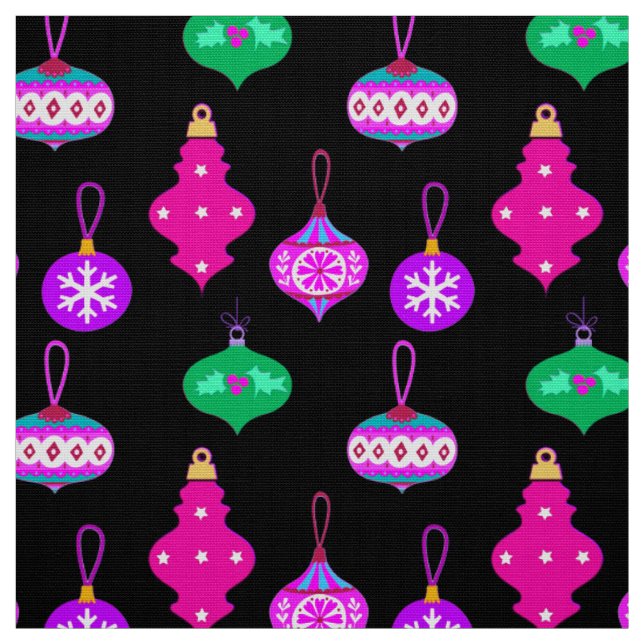 Antique Ornament Pattern in Pink, Teal and Black  Fabric (Swatch)