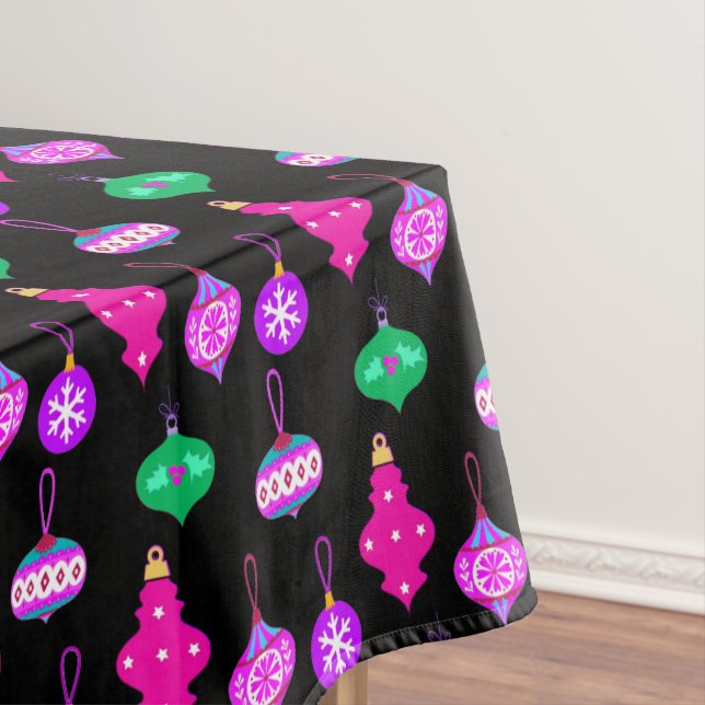 Antique Ornament Pattern in Pink, Teal and Black Tablecloth (In Situ)