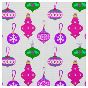 Antique Ornament Pattern in Pink, Violet and Teal Fabric