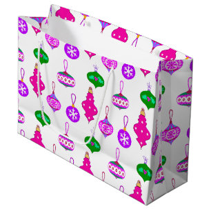 Antique Ornament Pattern in Pink, Violet and Teal Large Gift Bag