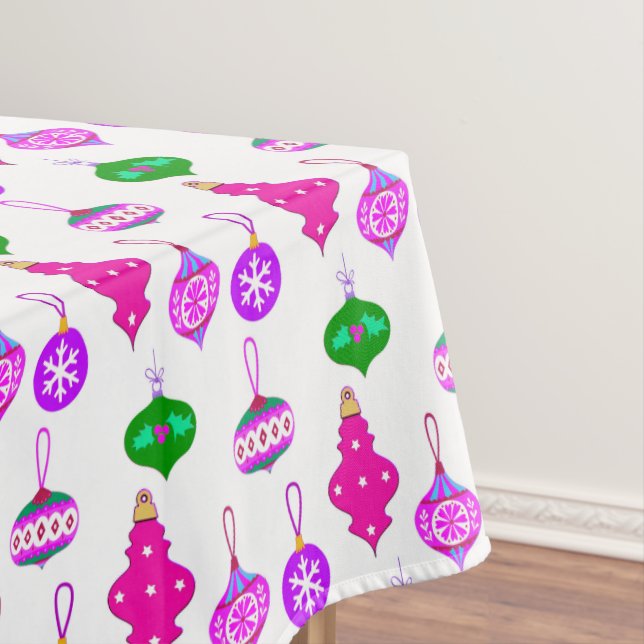 Antique Ornament Pattern in Pink, Violet and Teal Tablecloth (In Situ)