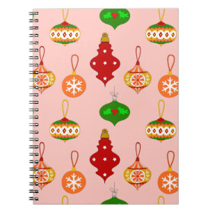 Antique Ornament Pattern in Red, Green and Pink Notebook