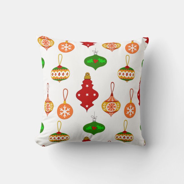 Antique Ornament Pattern in Red, Green and White Cushion (Front)