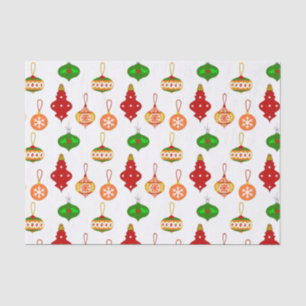Antique Ornament Pattern in Red, Green and White Tissue Paper