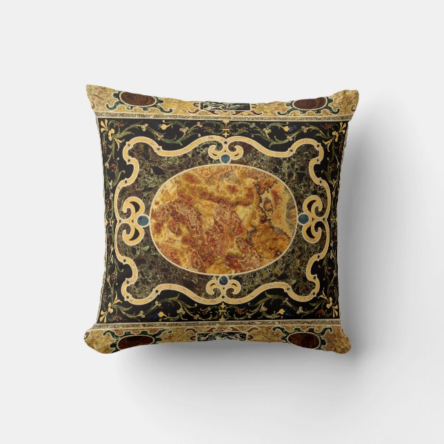 Antique Ornamental Italian Gemstone Pattern Cushion (Front)