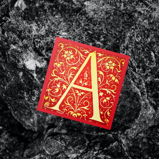 Antique ornamental monogram -  capital A Square Business Card (Creator Uploaded)