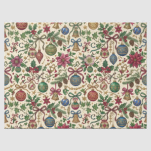Antique Ornaments Hanging from Ribbon Tissue Paper