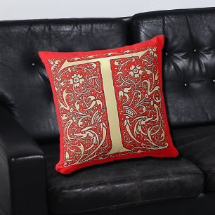 Antique ornate monogram T Cushion
