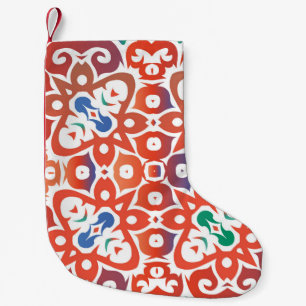 Antique ornate tiles talavera mexico. Hand drawn d Small Christmas Stocking