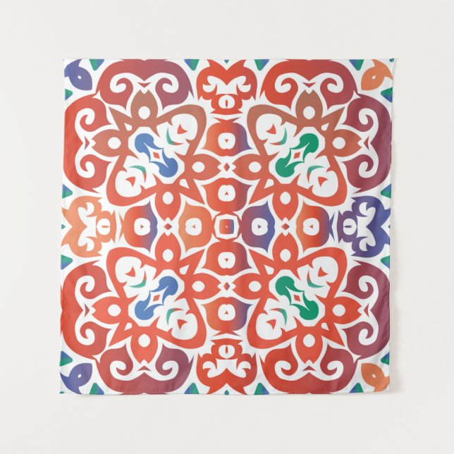 Antique ornate tiles talavera mexico. Hand drawn d Tapestry (Front)