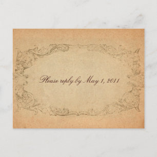 Antique Oval Parchment RSVP Invitation Postcard