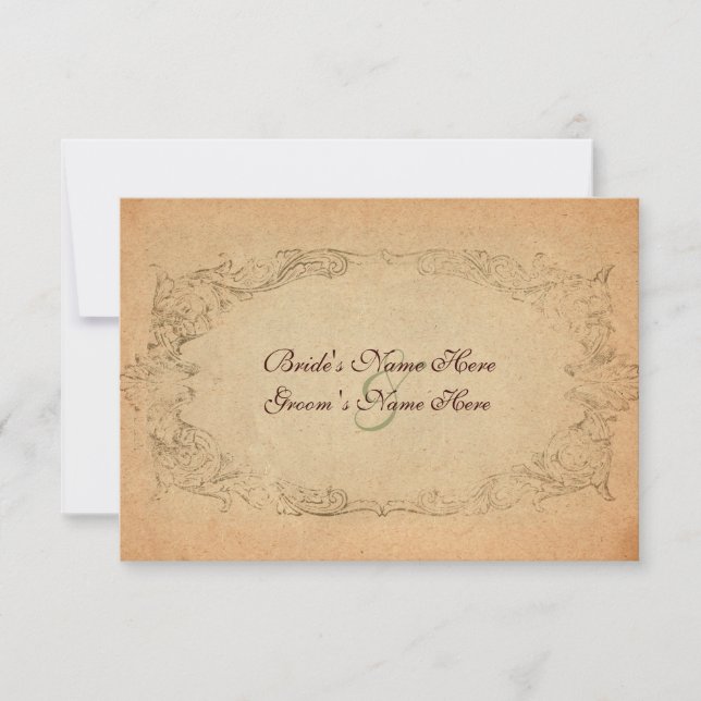 Antique Oval Parchment rsvp with envelopes Card (Front)