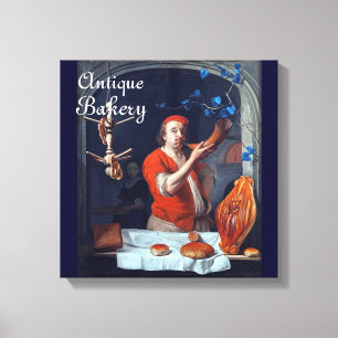 ANTIQUE OVEN BAKER ,BAKERY BREAD SHOP CANVAS PRINT