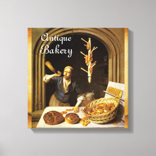 ANTIQUE OVEN BAKER ,BAKERY BREAD SHOP CANVAS PRINT