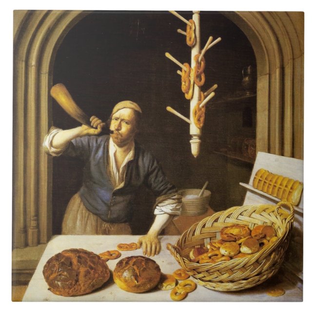 ANTIQUE OVEN  BAKER ,BAKERY BREAD SHOP CERAMIC TILE (Front)