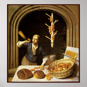 ANTIQUE OVEN  BAKER ,BAKERY BREAD SHOP POSTER