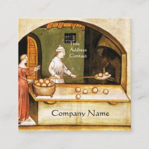 ANTIQUE OVEN BAKER ,BAKERY BREAD SHOP SQUARE BUSINESS CARD