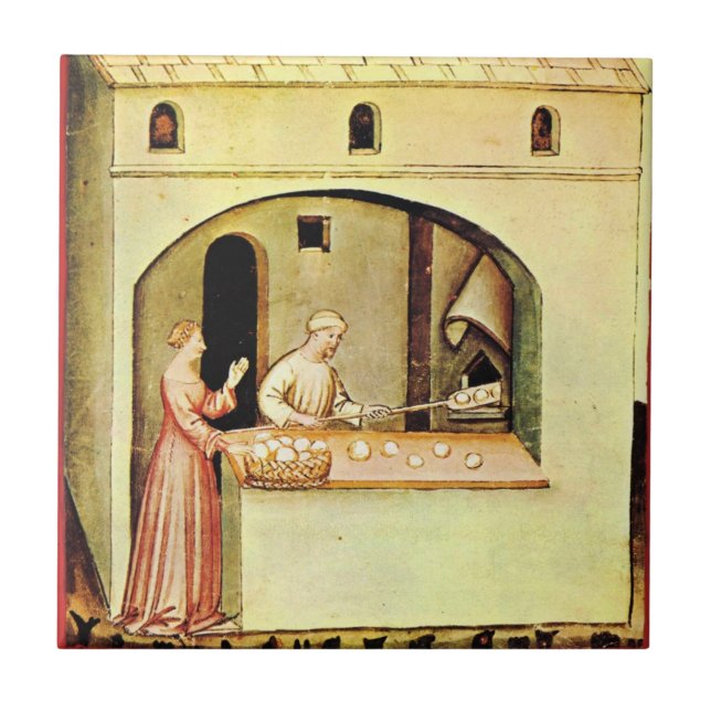 ANTIQUE OVEN  BAKER ,BAKERY BREAD SHOP TILE (Front)