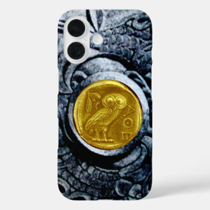 ANTIQUE OWL GOLD COIN  WITH SILVER GRIFFONS iPhone 16 CASE