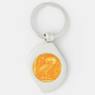 ANTIQUE OWL ,Gold Yellow Key Ring