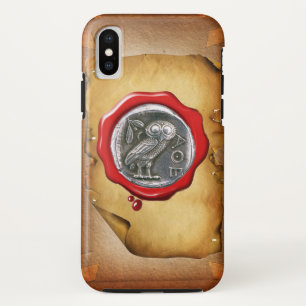 ANTIQUE OWL SILVER RED WAX SEAL parchment iPhone XS Case