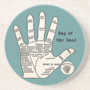 Antique Palm Reader Hand Diagram: Palmistry Coaster