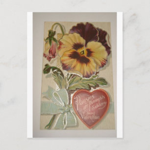 Antique Pansies Love Valentine Holiday Postcard