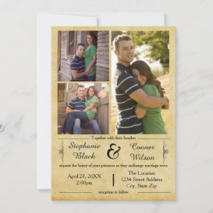 Antique Paper 3 Photos - Wedding Invitation