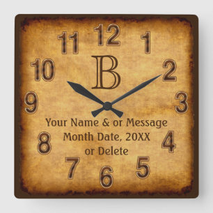 Antique Paper Monogram, Personalised Wall Clock
