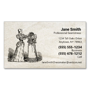 Antique Paper Old Fashion Seamstress Dressmaker  Magnetic Business Card