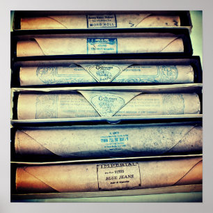 Antique Paper Piano Rolls Poster