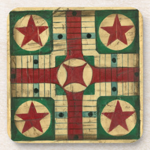 Antique Parcheesi Game Board by Ethan Harper Coaster