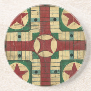 Antique Parcheesi Game Board by Ethan Harper Coaster