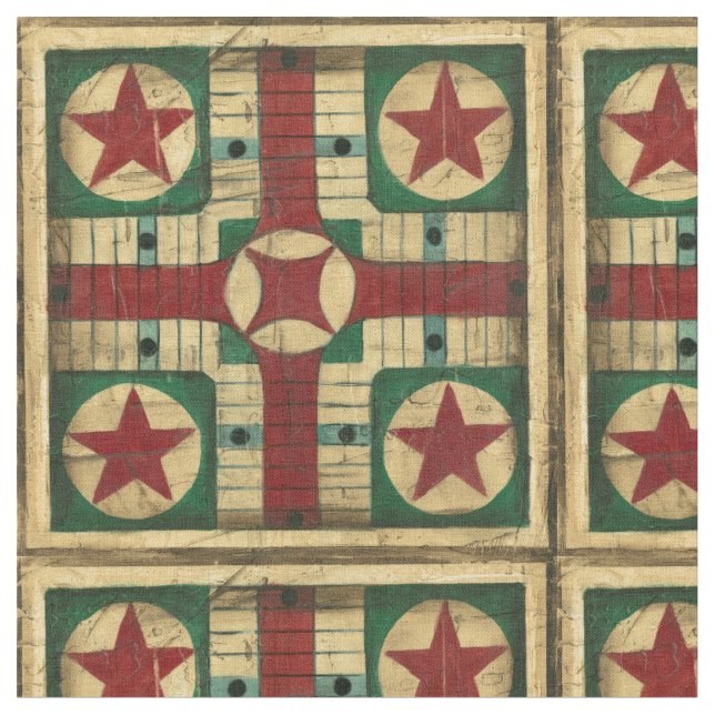 Antique Parcheesi Game Board by Ethan Harper Fabric (Close Up)