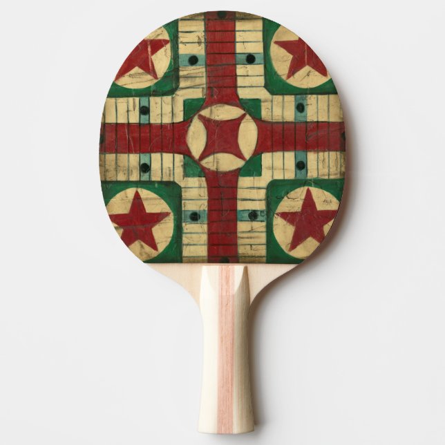 Antique Parcheesi Game Board by Ethan Harper Ping Pong Paddle (Front)