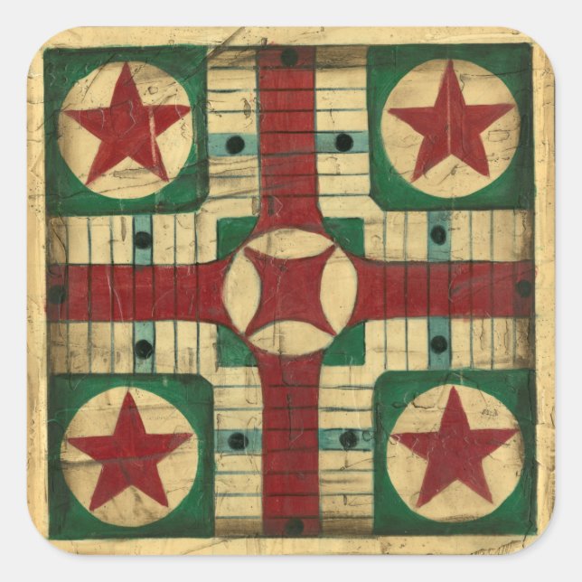 Antique Parcheesi Game Board by Ethan Harper Square Sticker (Front)