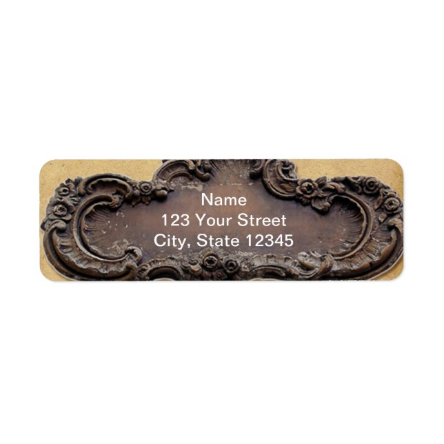 Antique Parchment and Brass Plaque Return Address Label (Front)