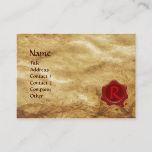ANTIQUE PARCHMENT, RED WAX SEAL MONOGRAM BUSINESS CARD