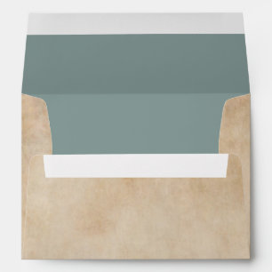 Antique Parchment   Slate Blue-Green Liner Custom Envelope