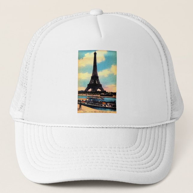 Antique Paris French Chic Eiffel Tower Trucker Hat (Front)