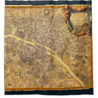Antique Paris Map 1765 Worn Edge Vintage France