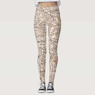 Antique Paris Street Map Leggings