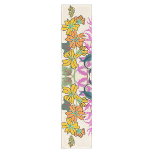 Antique Parisian Floral Embroidery Design Short Table Runner