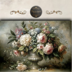 Antique Pastel Floral Bouquet Decoupage Tissue Paper